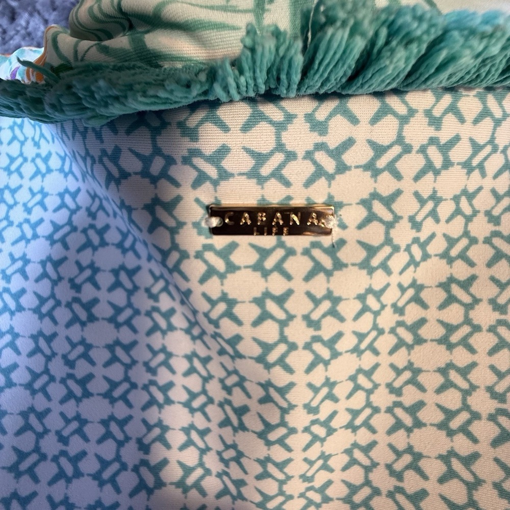 Cabana Life Women Sleeveless Tunic Dress Large Aqua Floral Beach Resort Pockets - Picture 8 of 9